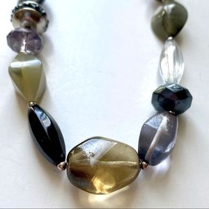 Beaded Necklace - Green Multicolored Stones